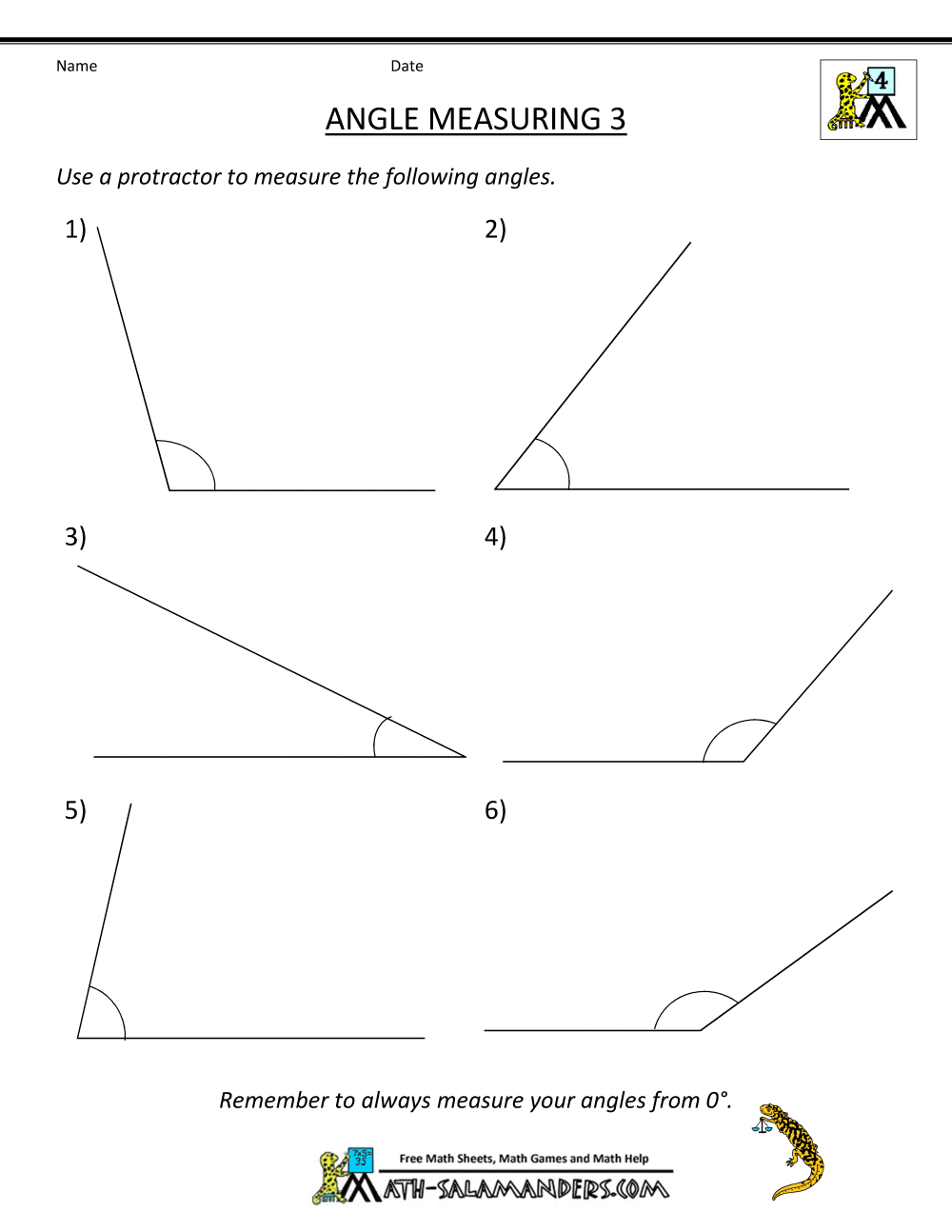 20th Grade Geometry Within Finding Angle Measures Worksheet