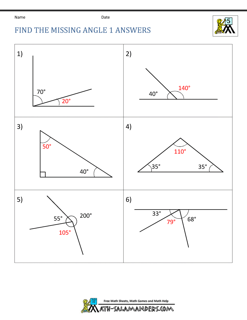 21th Grade Geometry Intended For Triangle Interior Angles Worksheet Answers