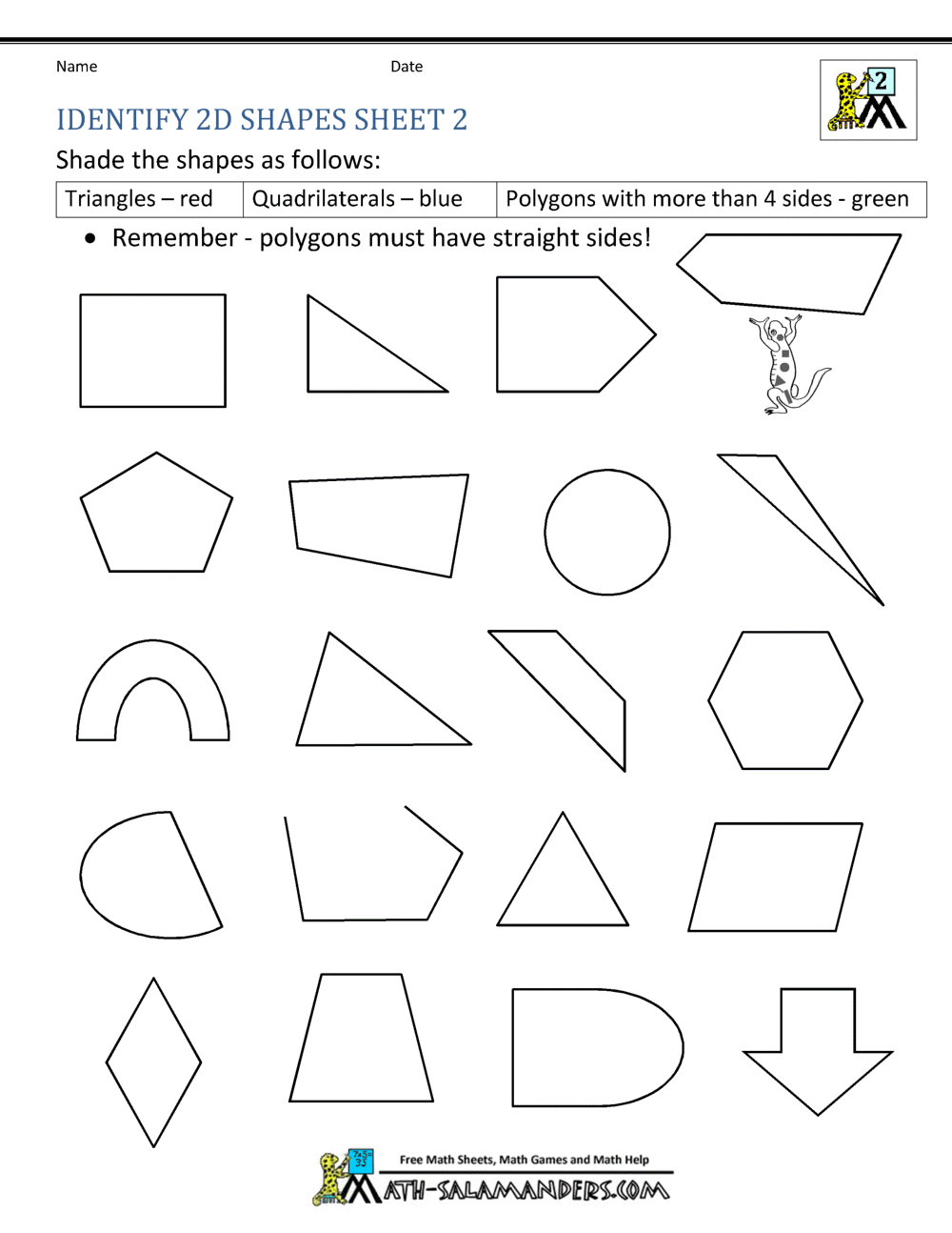 Second Grade Geometry For 2nd Grade Geometry Worksheet