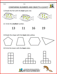 printable kindergarten math worksheets comparing numbers objects 6tb - Comparing Objects Kindergarten