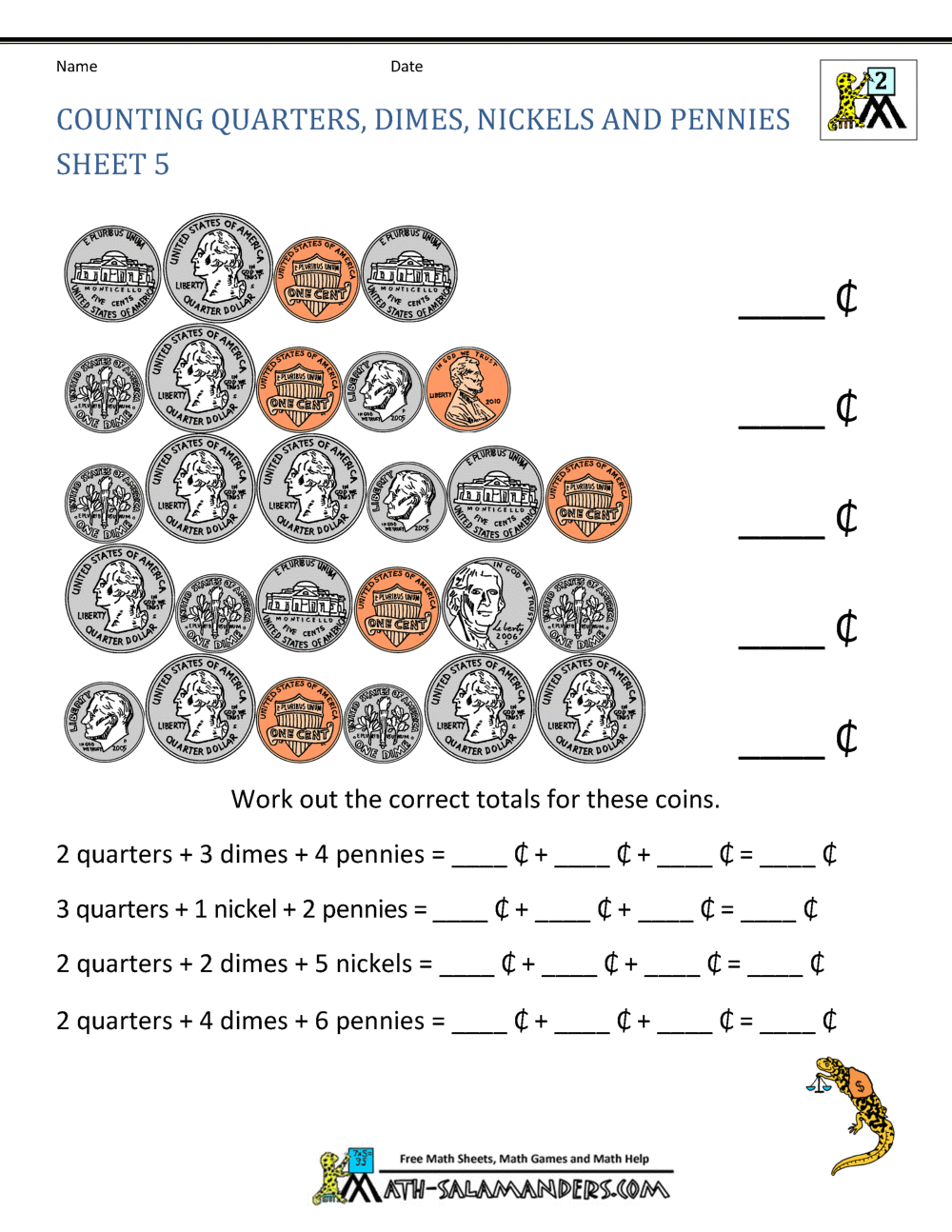 Money Worksheets for Kids 2nd Grade