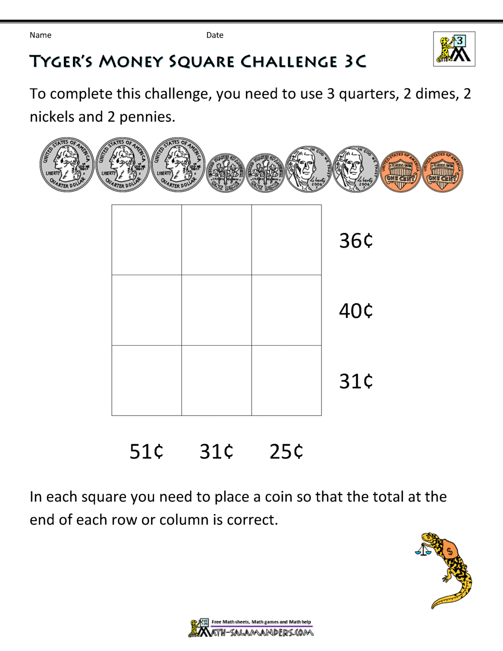 money worksheets 3rd grade money challenges