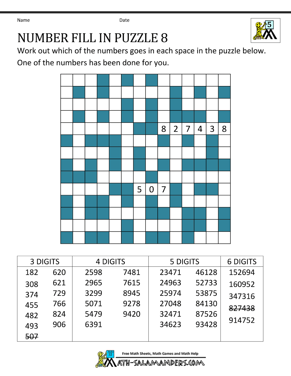 Number Fill in Puzzles
