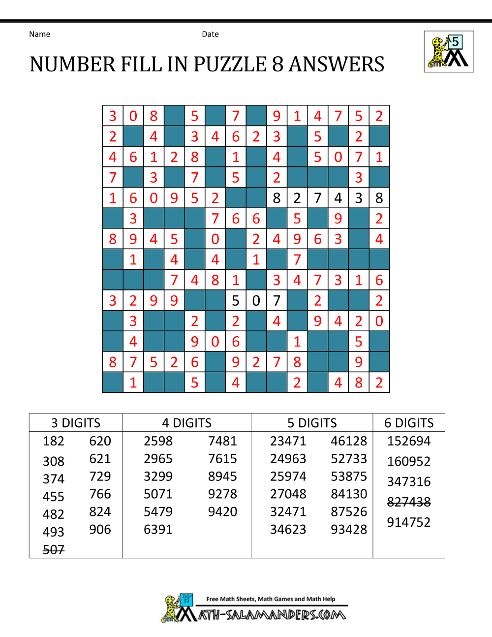 Number Fill in Puzzles