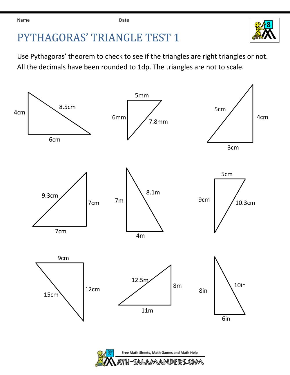 Pythagoras Theorem Questions