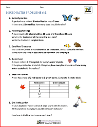 ratio problems for 6th grade mixed ratio problems 6-2