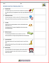 ratio word problems 7th grade mixed ratio problems 7-1