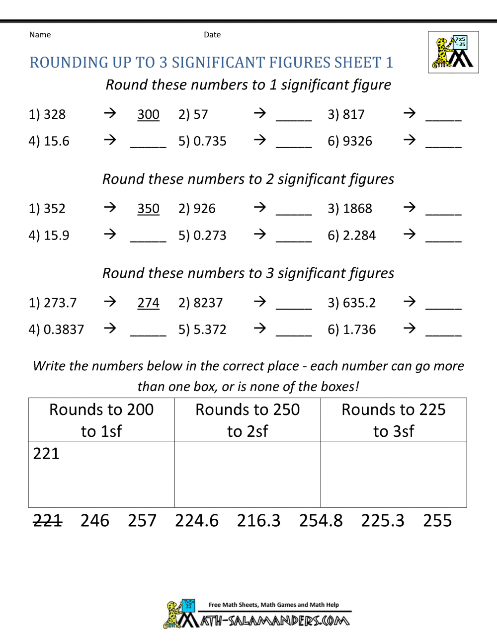 Rounding Significant Figures Pertaining To Significant Figures Practice Worksheet