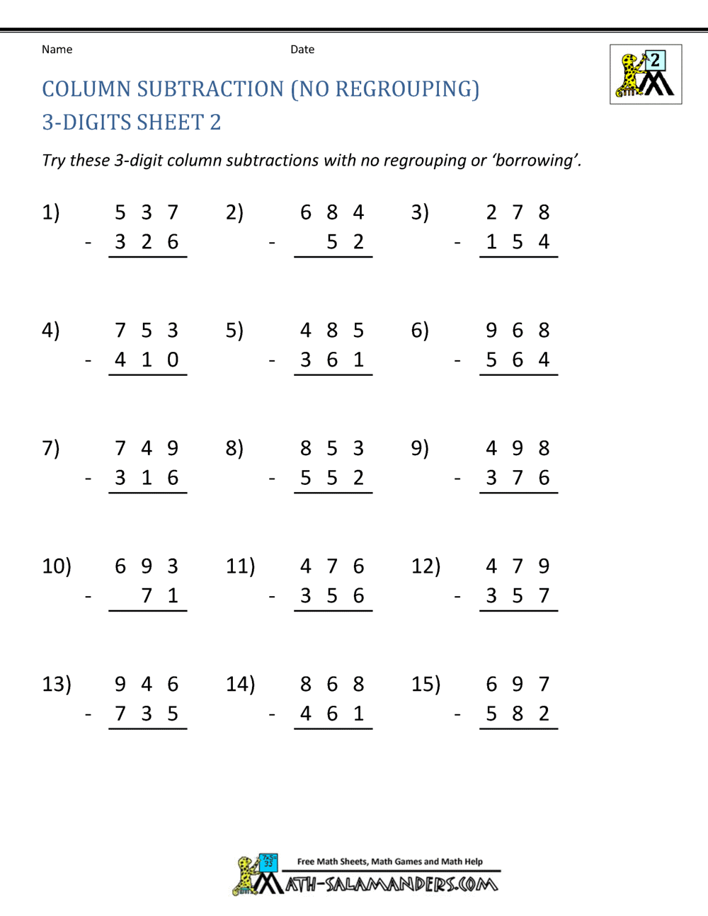 57 MATH WORKSHEETS FOR GRADE 3 ADDITION AND SUBTRACTION