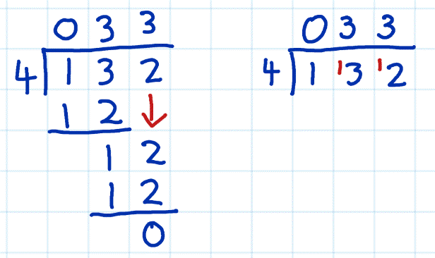 short division vs long division example 1d