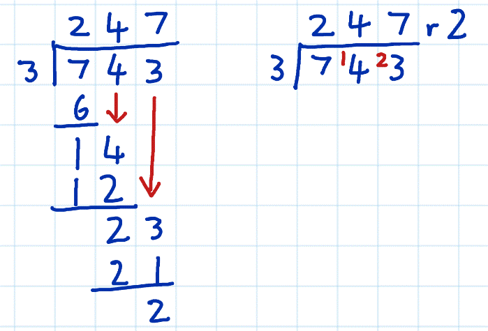 short division vs long division example 2d