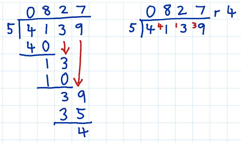 short division vs long division example 3e