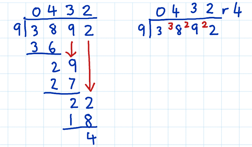 short division vs long division example 4e