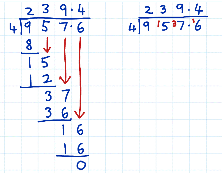 short division vs long division example 5e