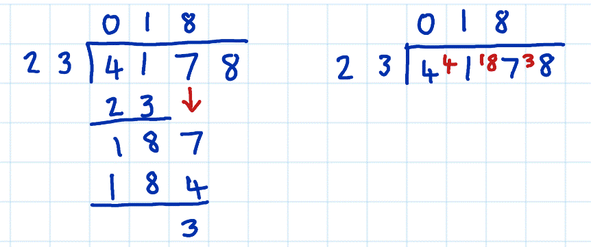short division vs long division example 7d