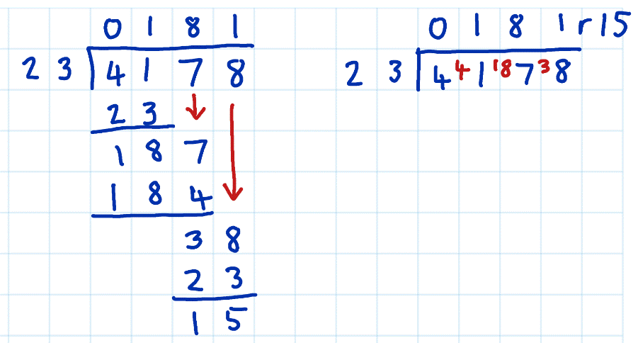 short division vs long division example 7e