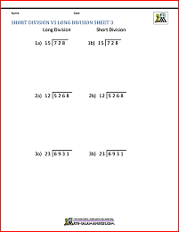 short division vs long division sheet 3