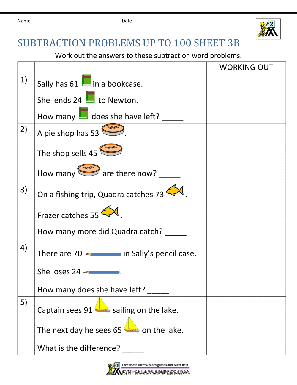 Subtraction Word Problems 20nd Grade In Age Word Problems Worksheet