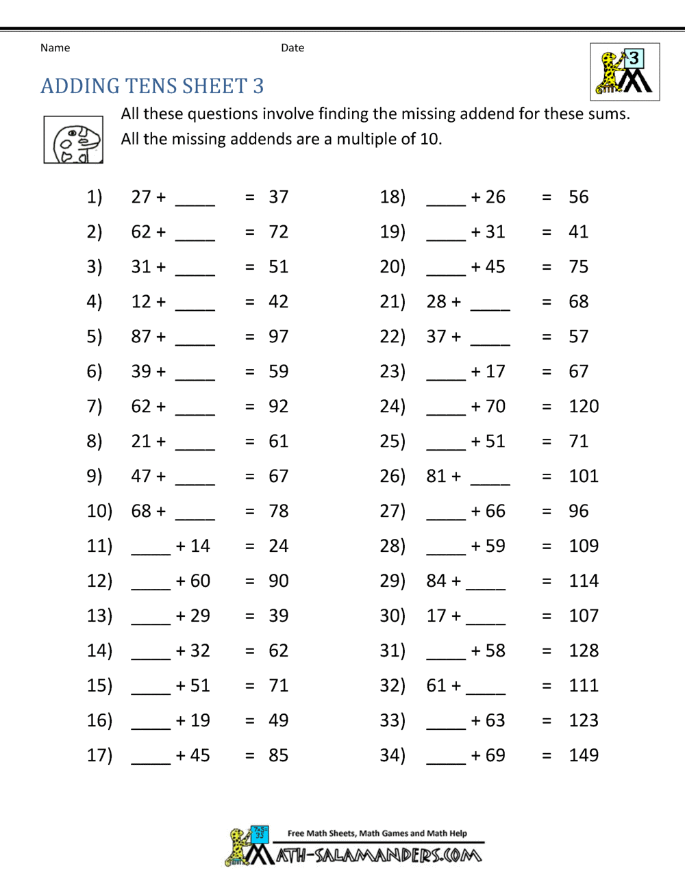 free online math worksheets for 3rd grade