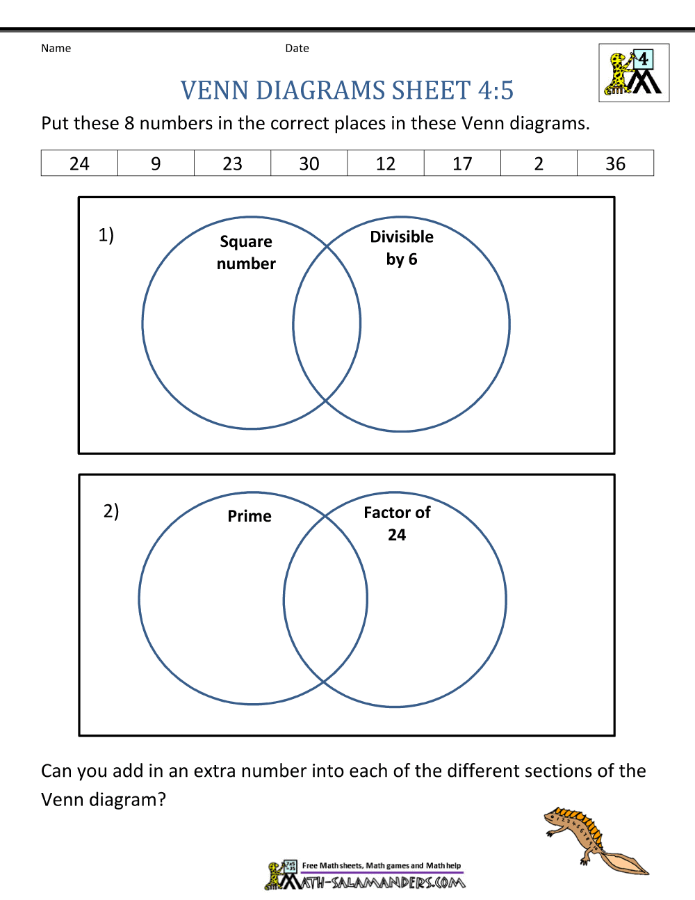 venn diagram problem solving worksheet