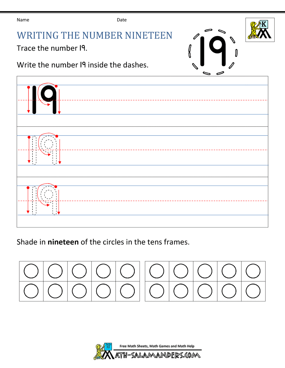 Kindergarten Writing Worksheets - Numbers to 23 to 23