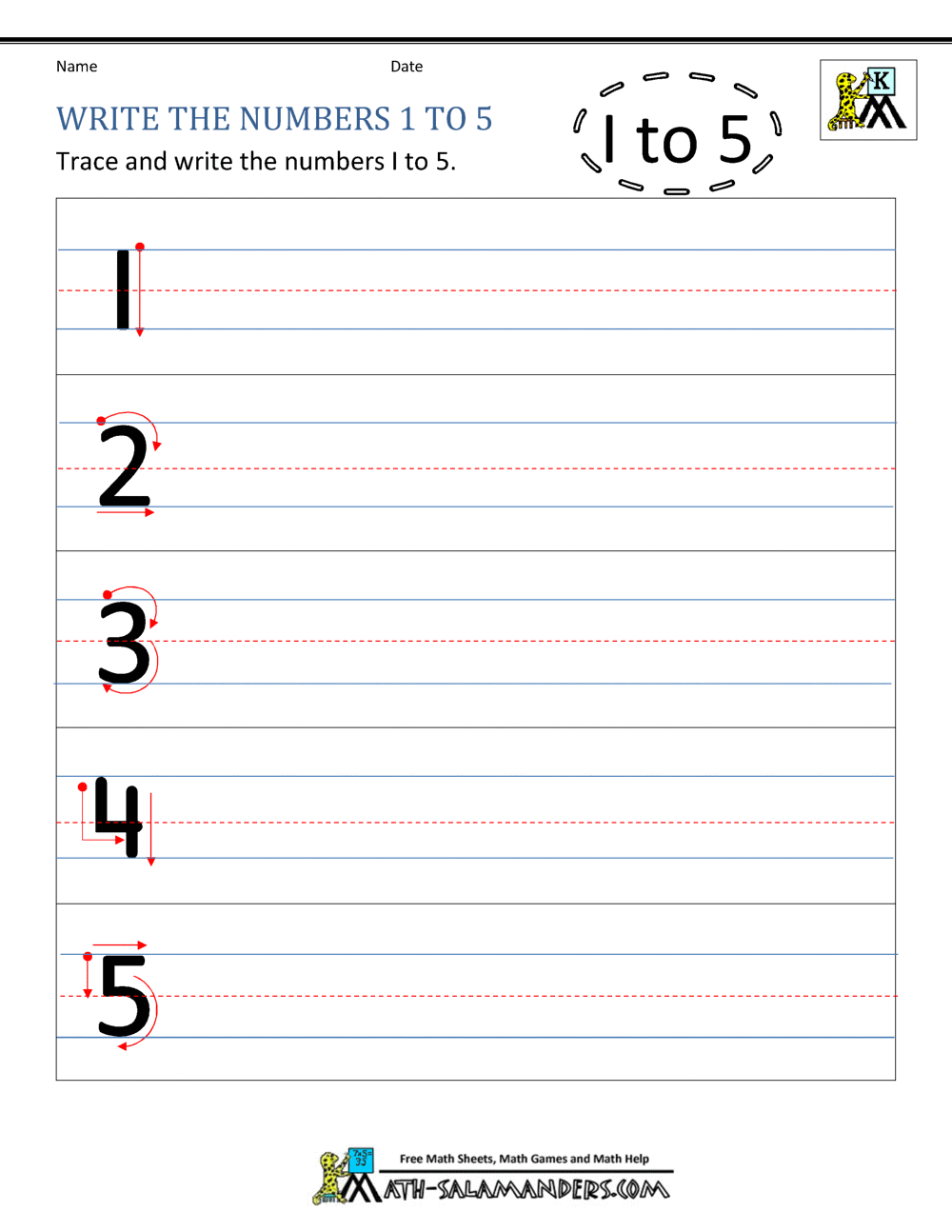 Kindergarten Printable Worksheets - Writing Numbers to 10