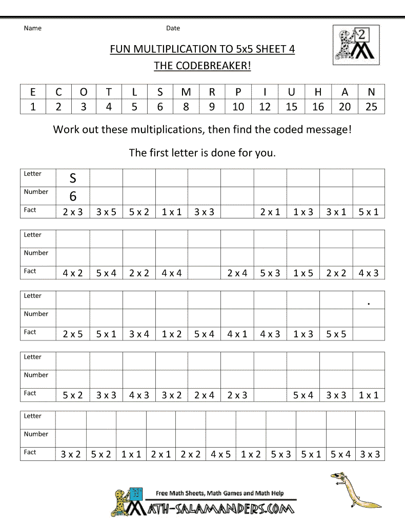 Fun Multiplication Worksheets to 10x10