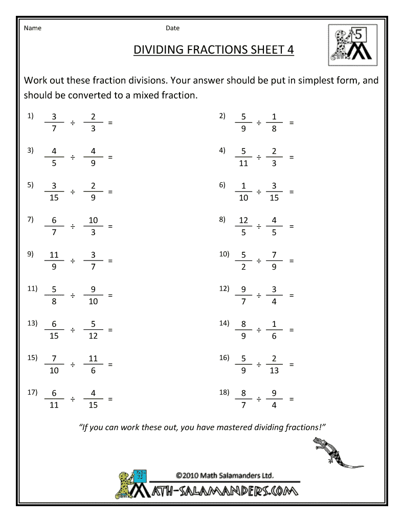 5th Grade Math Division Worksheets - Salamander Images ...